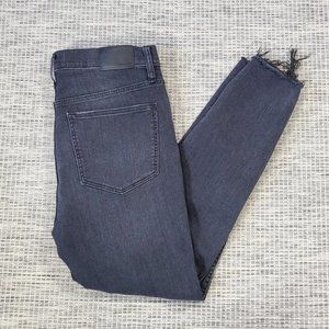 Madewell Jeans Womens 30 Tall 10" High Rise Skinny Crop Black Raw Hem Fair Trade